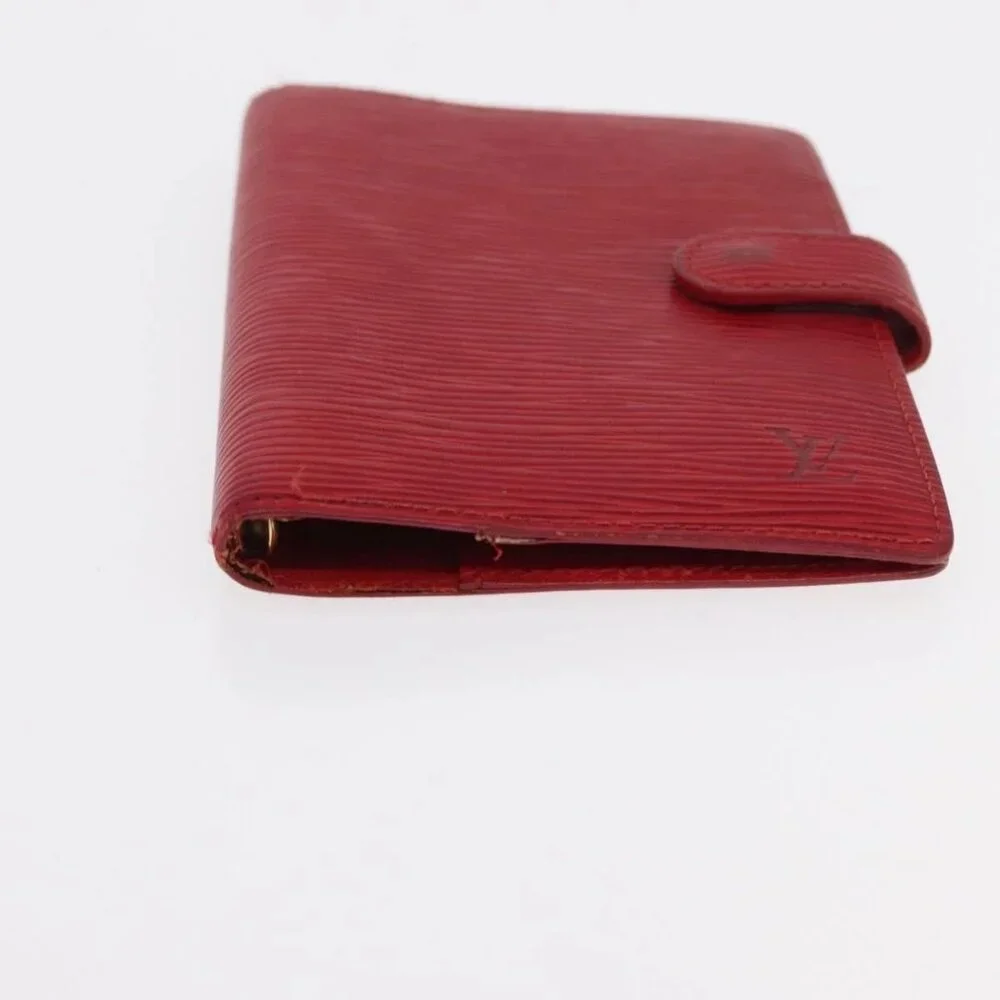 LOUIS VUITTON Epi Agenda Day Planner Cover 2 Set Red Brown LV Auth 151146